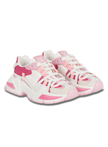 Dolce & Gabbana - Girls White & Pink Chunky Trainers