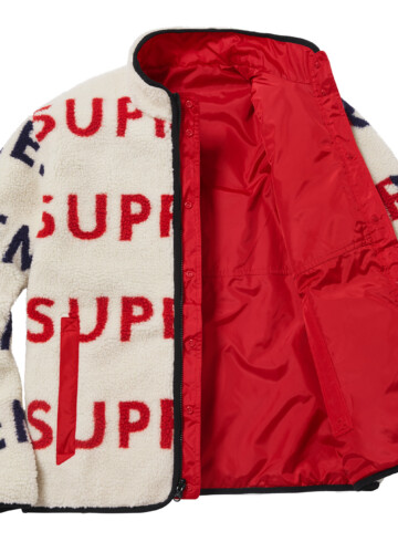 Supreme - Supreme Reversible Logo Fleece Jacket Natural