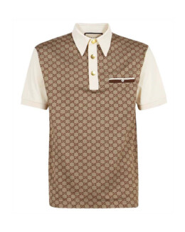 Gucci - Polo Shirt in GG Silk Cotton Jersey Jacquard