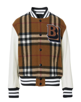 Burberry - Letter graphic bomber jacket in check technical wool