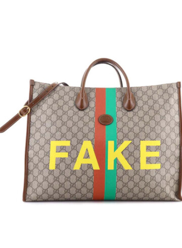 Gucci - Gucci Fake/Not Convertible Open Tote Printed GG Coated Canvas Large