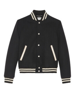 Saint Laurent - SAINT LAURENT  Wool-Rich Logo Bomber Jacket