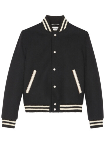 Saint Laurent - SAINT LAURENT  Wool-Rich Logo Bomber Jacket