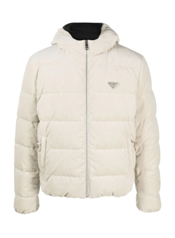 Prada - Logo-plaque quilted corduroy jacket