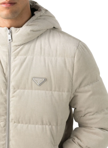 Prada - Logo-plaque quilted corduroy jacket