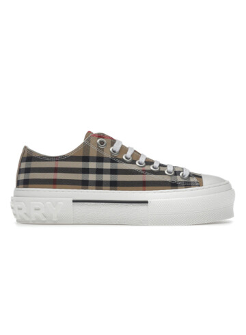 Burberry - Burberry Vintage Check Cotton Sneakers Archive Beige White