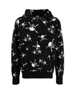 SAINT MXXXXXX skull-print cotton hoodie