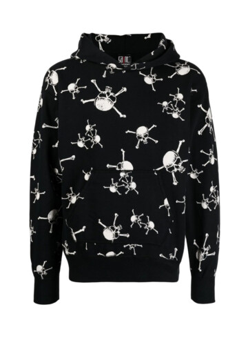 SAINT MXXXXXX skull-print cotton hoodie