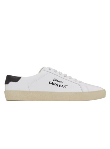 Saint Laurent court classic sl/06 embroidered sneakers in smooth leather