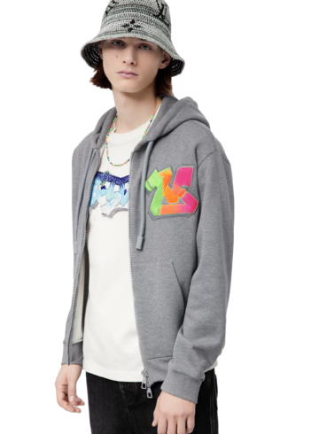 Louis Vuitton - 3D LV Graffiti Embroidered Zipped Hoodie