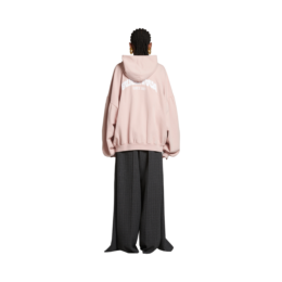 Balenciaga Back Flip Round Zip-Up Hoodie Oversized in light pink