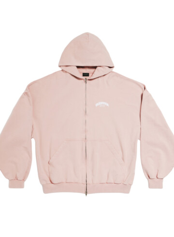 Balenciaga Back Flip Round Zip-Up Hoodie Oversized in light pink