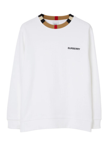 Burberry - Burberry Icon Stripe Trim Cotton Sweatshirt