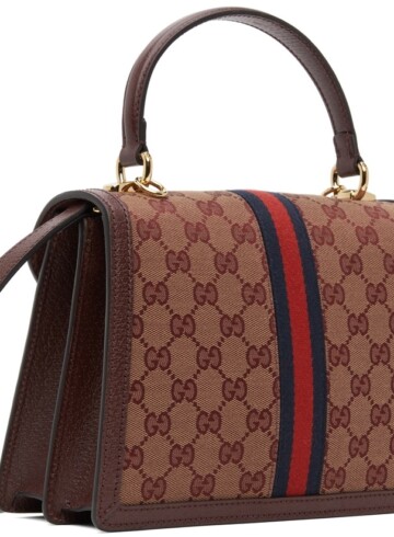 Gucci - Burgundy Small GG Ophidia Top Handle Bag