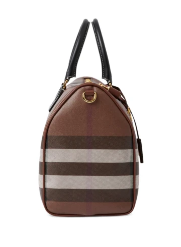 Burberry - Medium Check-Pattern Leather Bowling Bag