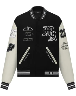 Amiri - Appliquéd Embroidered Wool-Blend and Leather Varsity Jacket