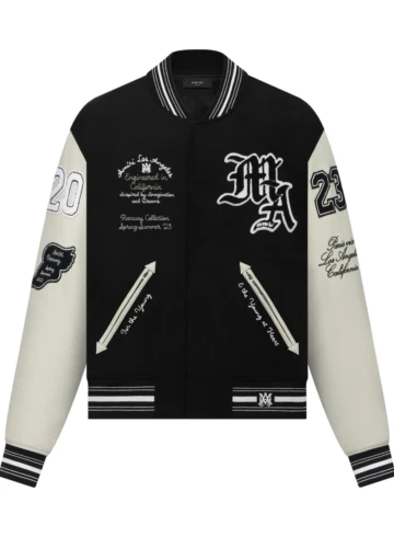 Amiri - Appliquéd Embroidered Wool-Blend and Leather Varsity Jacket