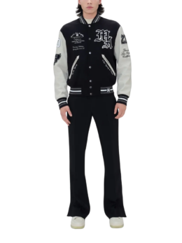 Amiri - Appliquéd Embroidered Wool-Blend and Leather Varsity Jacket