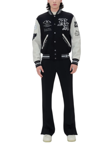 Amiri - Appliquéd Embroidered Wool-Blend and Leather Varsity Jacket