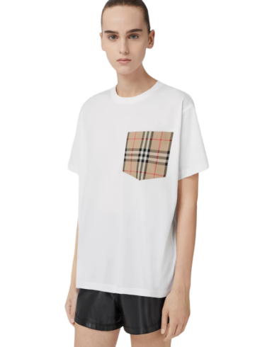 Burberry - Vintage Check Pocket Cotton Oversized T-shirt