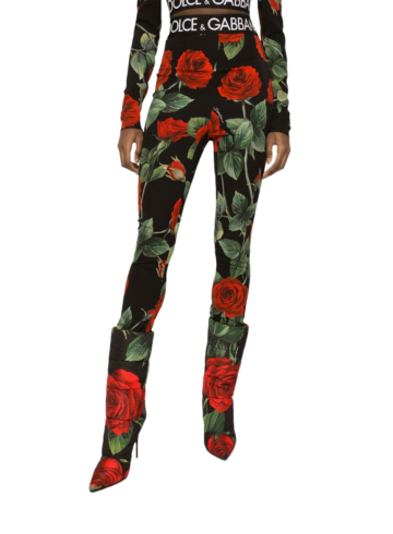 Dolce & Gabbana - Dolce & Gabbana rose-print charmeuse leggings