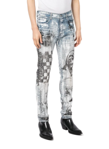 Amiri - Wes Lang Graphic - Print Skinny Jeans