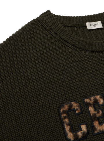 Celine - Celine Logo-Appliquéd Ribbed Wool Sweater