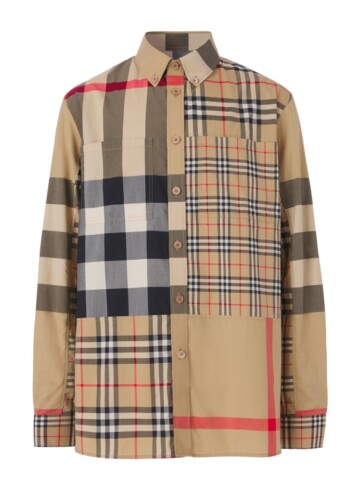 Burberry Cotton Patchwork Check Shirt