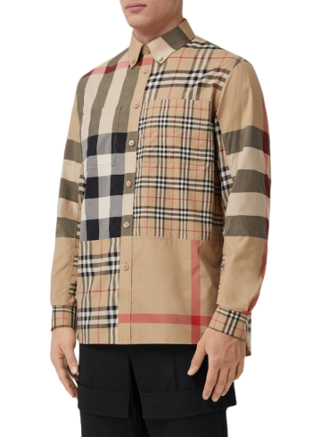 Burberry Cotton Patchwork Check Shirt