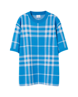 Burberry - Short-Sleeve Check Silk Wool Jacquard Top