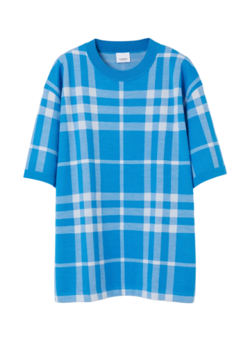 Burberry - Short-Sleeve Check Silk Wool Jacquard Top