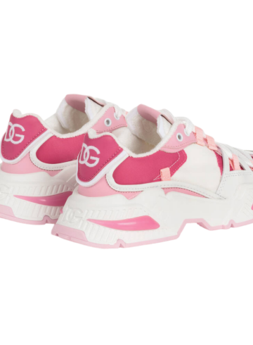 Dolce & Gabbana - Girls White & Pink Chunky Trainers