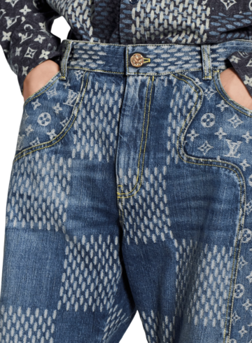 Louis Vuitton - Louis Vuitton Giant Damier Waves Monogram Denim Pants