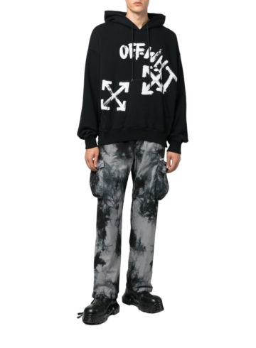 Off-White - Logo-print Drawstring Hoodie Black