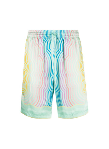 Casablanca - wave-print silk drawstring shorts